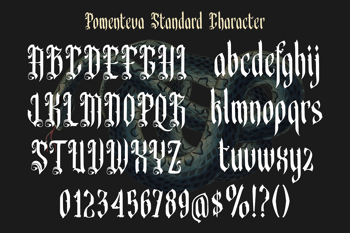 Pomenteva - Blackletter Typeface, a Blackletter Font by madeDeduk (Photo 7 of 10)