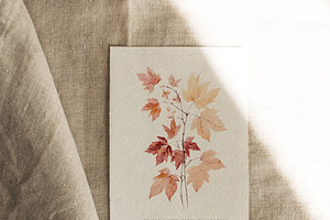 WABI-SABI Autumn Watercolor Leaves