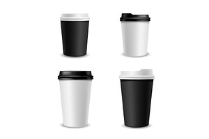 Paper Coffee Cups Realistic. White