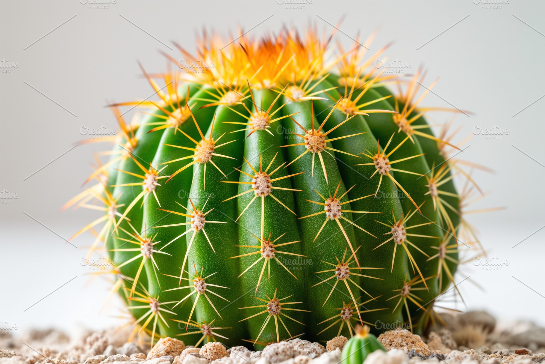 A vibrant green cactus with striking yellow spikes and a detailed texture, set, a Background Photo by ImageMir