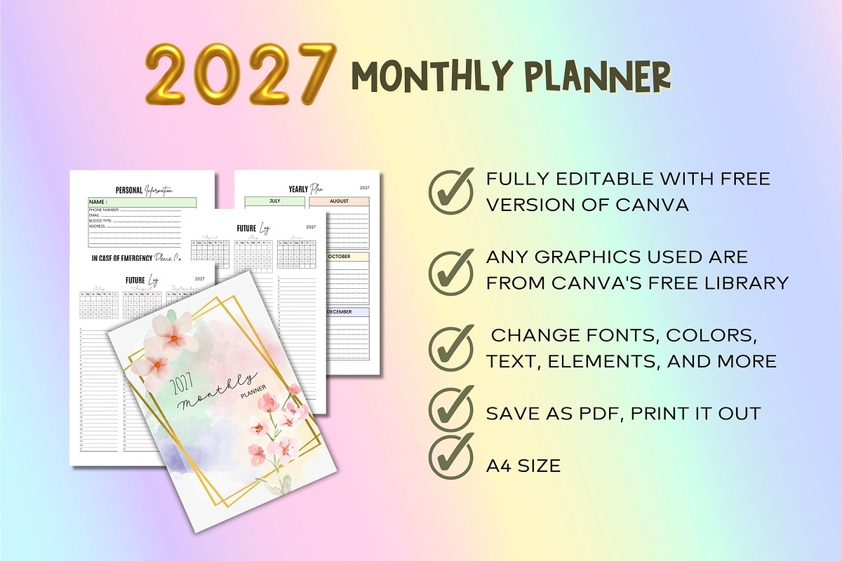 2027 Monthly Planner - Canva, a Templates & Theme by Adalin Shop (Photo 9 of 11)