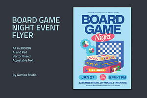 Board Game Night Event Flyer, a Flyer Template by Gumico Studio.