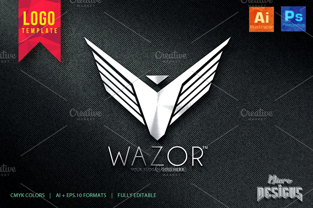 WAZOR Logo Template, a Branding & Logo Template by Micro Designs (Photo 1 of 3)