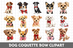 Dog Coquette Bow Clipart Bundle, an Animal Illustration by RaiihanCrafts