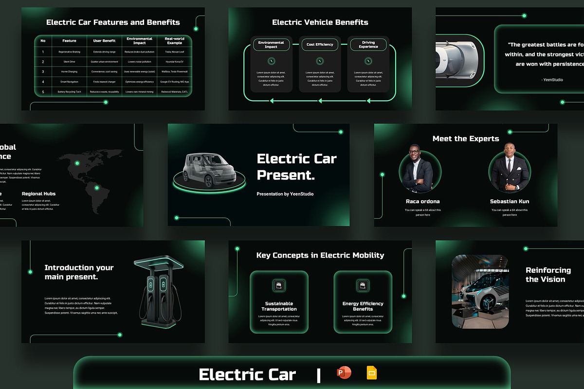 Electric Car Presentation Template, a Presentation Template by BumbleGraph Studio (Photo 1 of 5)