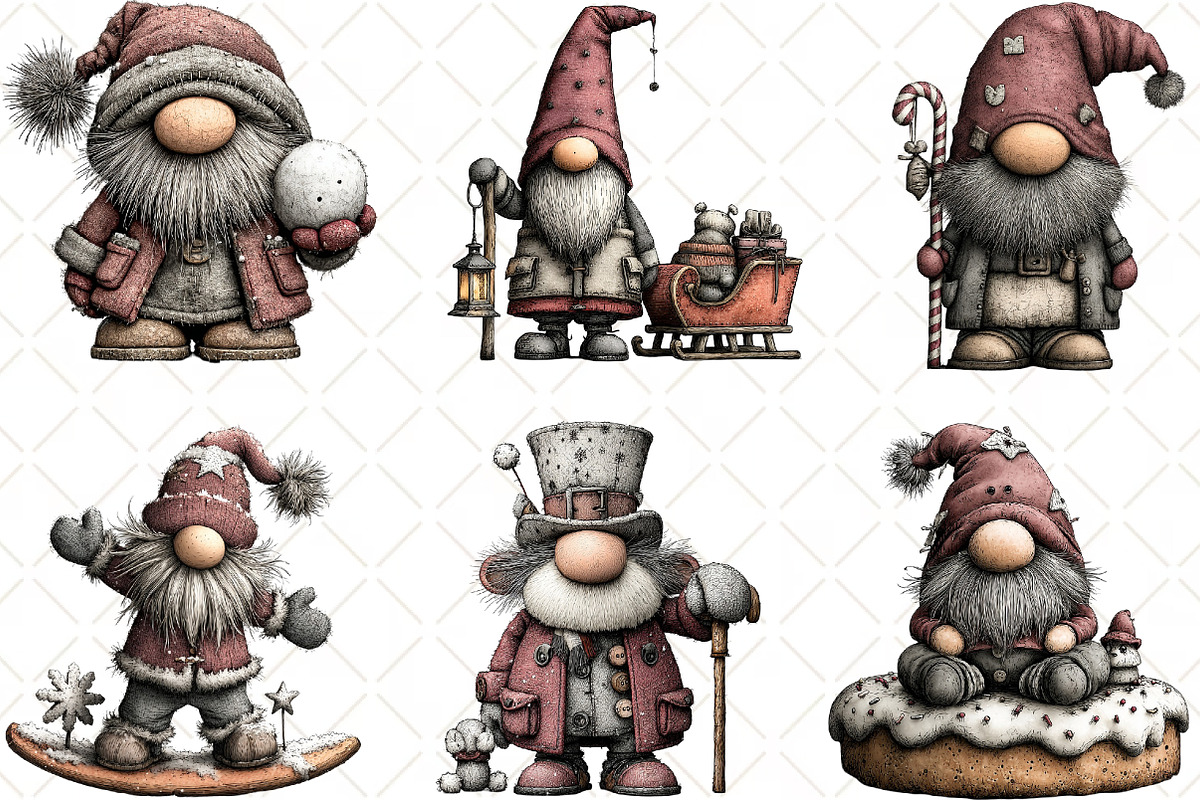 Whimsical Gnome Clipart, an Illustration by Black Bird Studio (Photo 3 of 6)