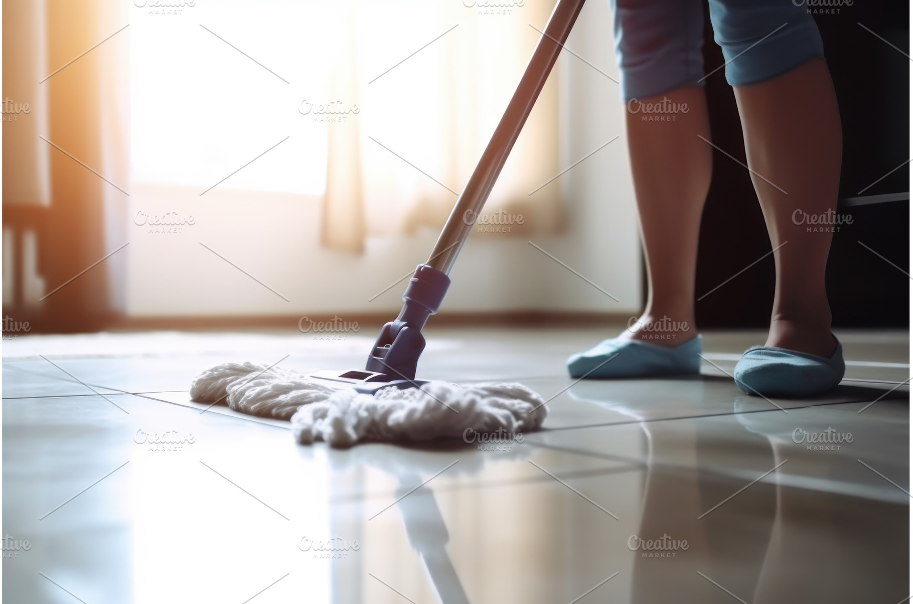 Woman cleaning house floor. Generate, a Person Photo by Ylivdesign
