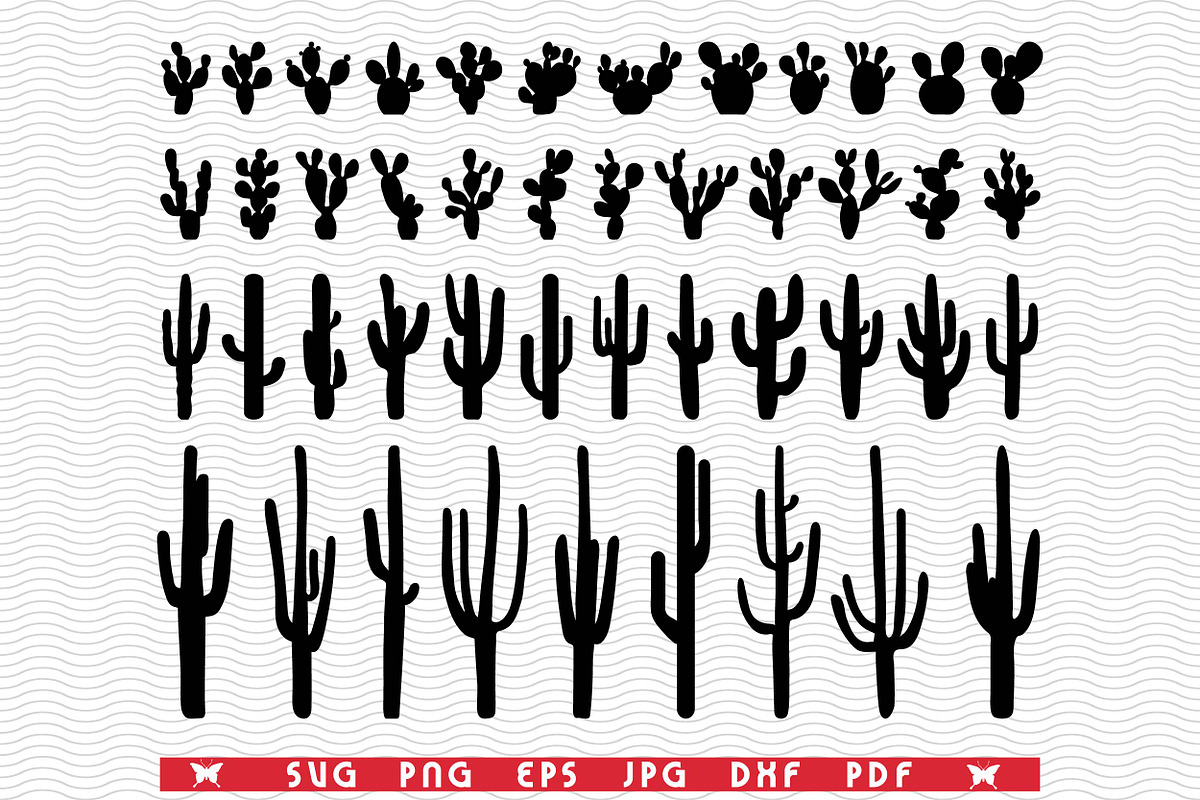 SVG Cacti, Black Silhouettes, an Object Graphic by DesignStudioRM (Photo 2 of 3)