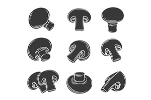 Glyph champignon mushrooms icon, a Food Illustration by VictoriaSergeeva