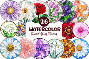 Round Stained Glass of Birth Month, an Illustration by CreationArt
