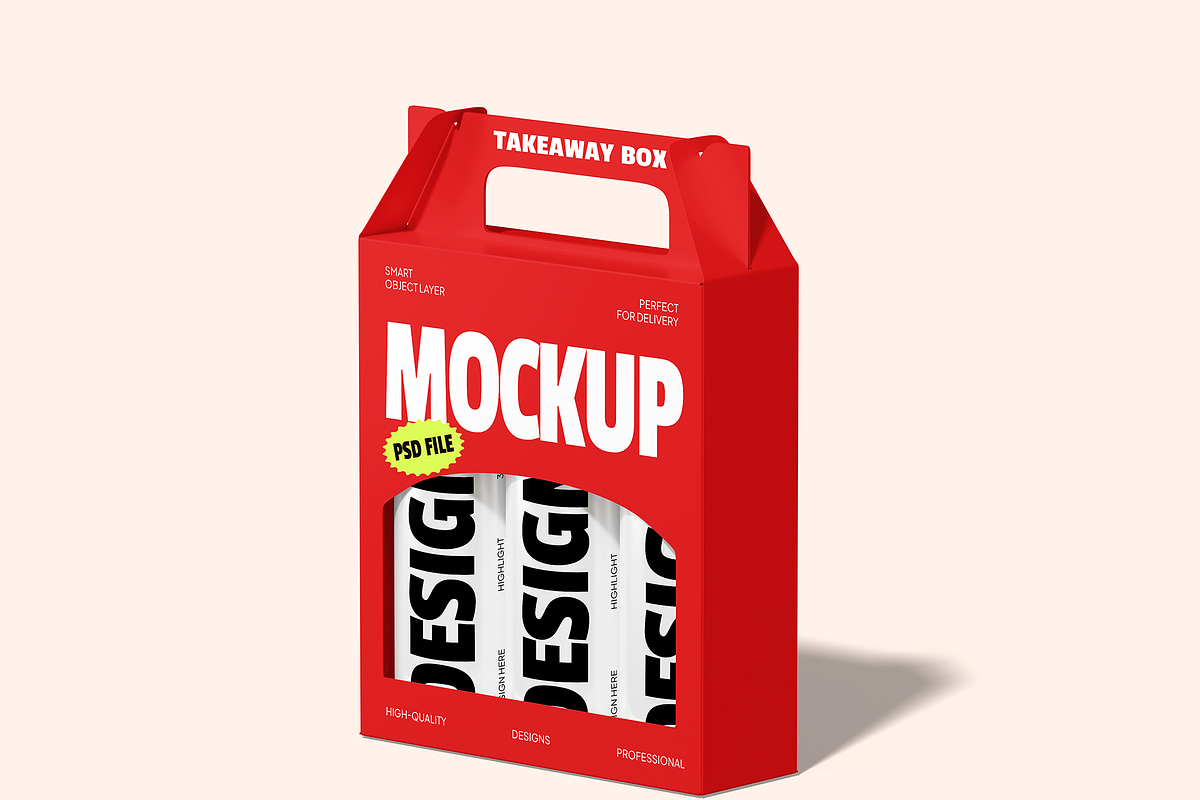 Takeaway Food Box Packaging Mockup, a Packaging Mockup by Bartama Graphic (Photo 3 of 4)