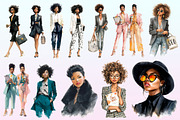 Watercolor Black Boss Lady Clipart, a Graphic by CitraGraphics (Thumbnail 3 of 4)