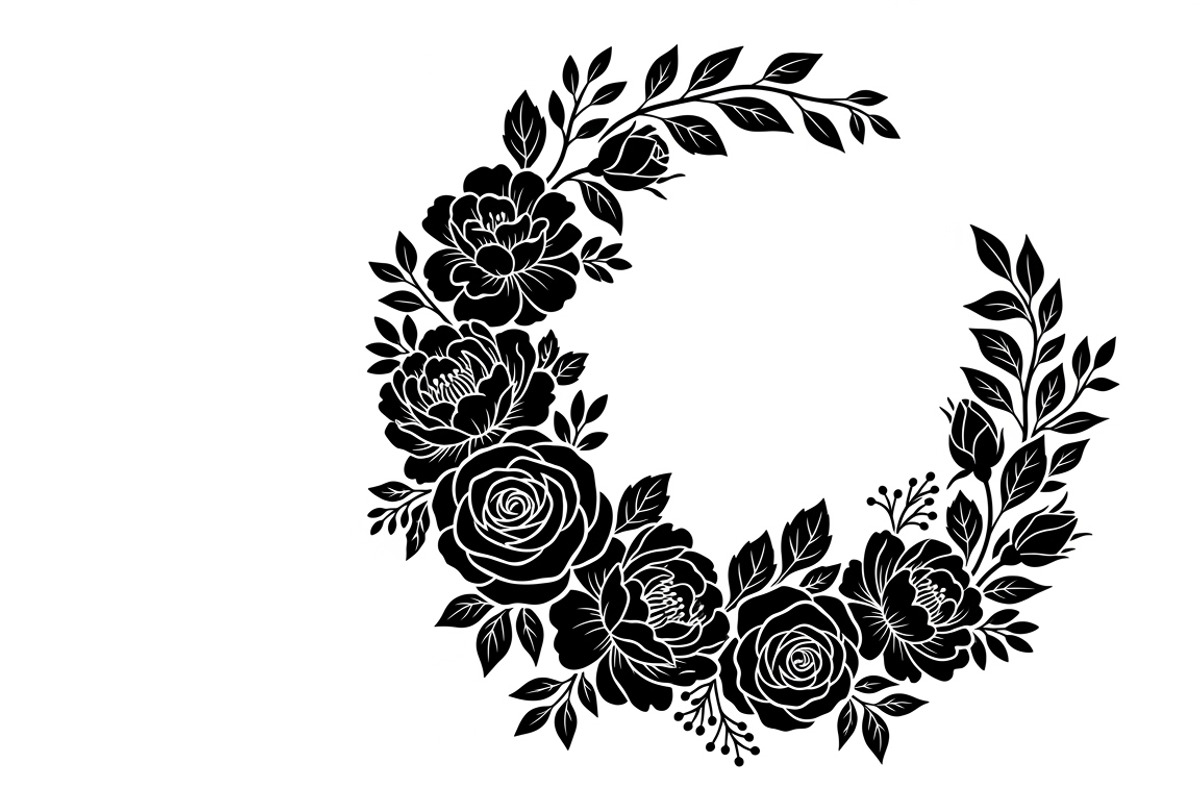 Elegant floral wreath silhouette, an Illustration by Amazin_art (Photo 5 of 41)