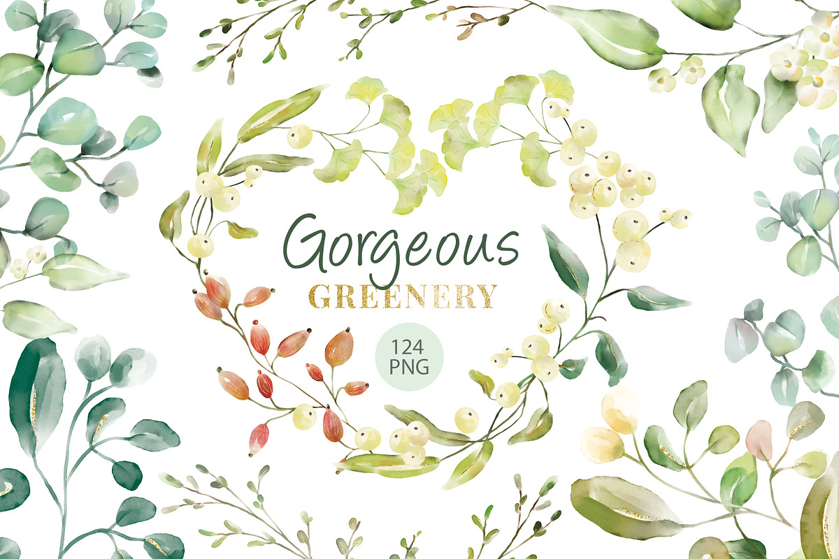Gorgeous Greenery Illustration set, a Decorative Illustration by Art pages (Photo 1 of 6)