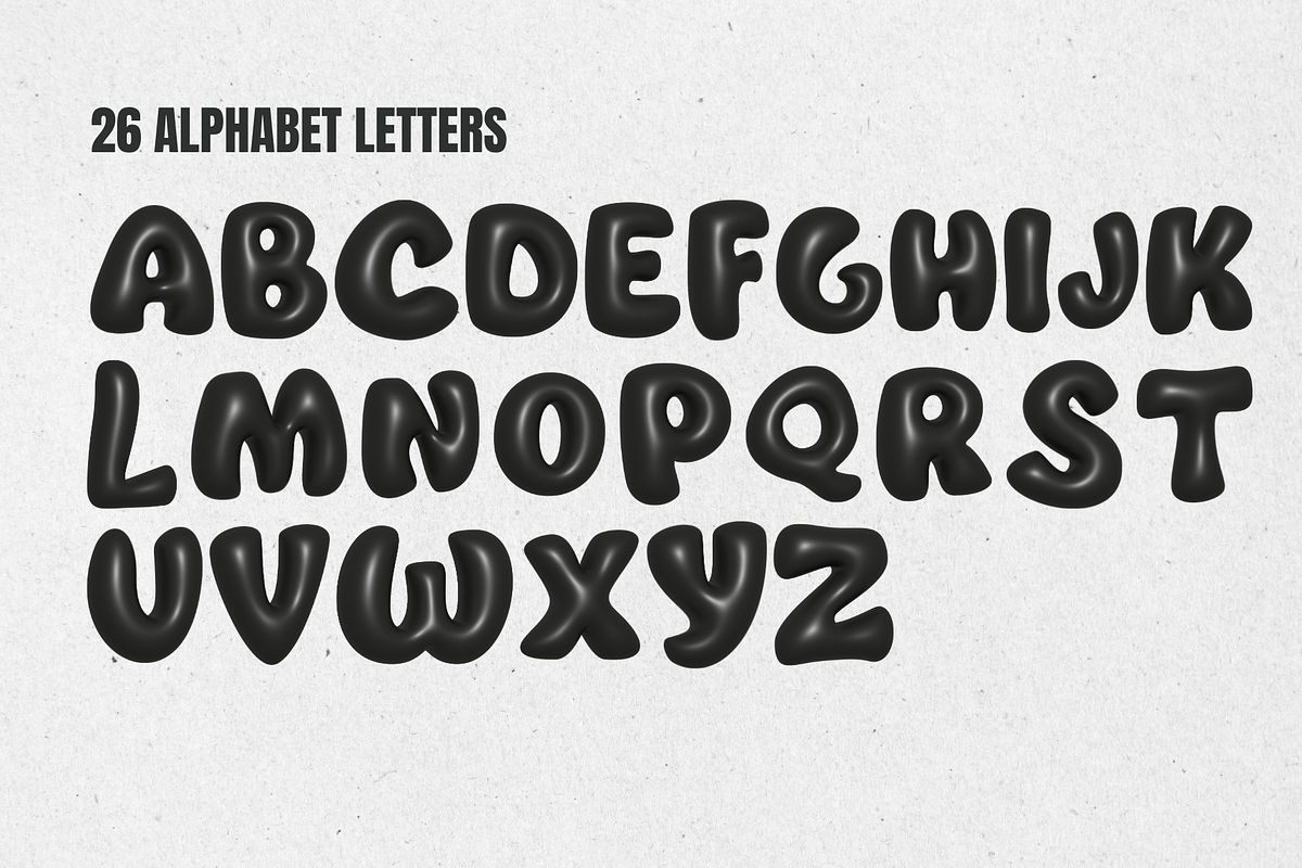 Black 3d Bubbles Letters, a Graphic by Iryna Danyliuk (Photo 2 of 4)