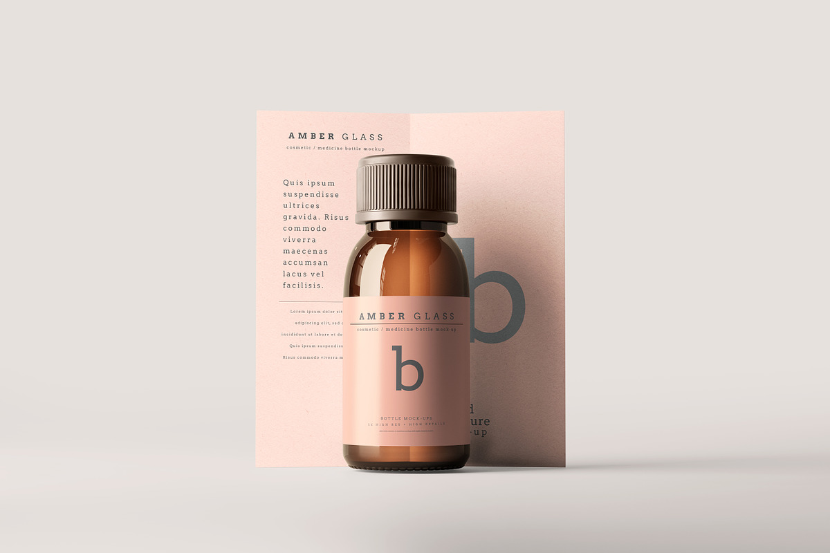 Amber Glass Bottle Mockups, a Cups & Container Mockup by pmvch (Photo 14 of 20)