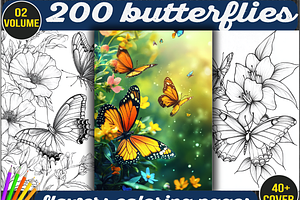 Butterflies And Flowers Coloring V 2