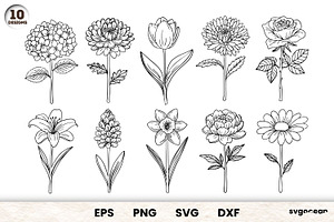 Flowers SVG Bundle, a Decorative Illustration by svgocean