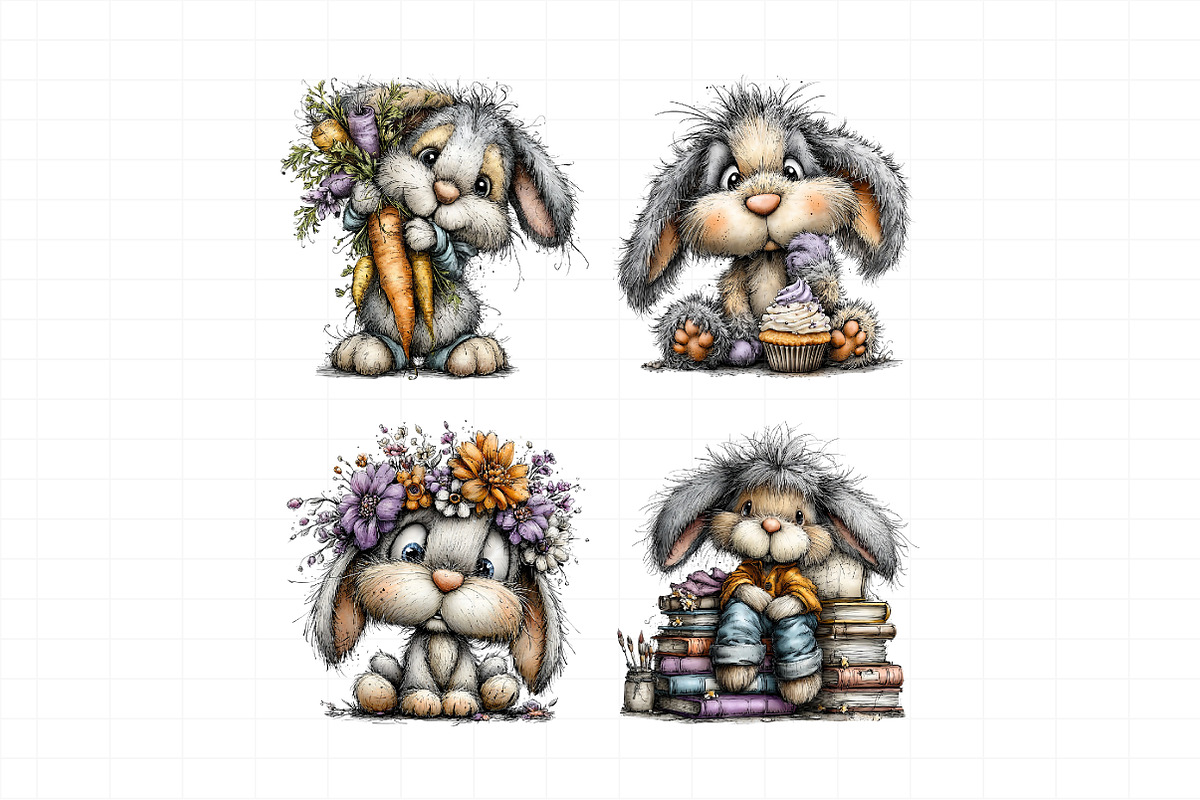 Whimsical Bunny Clipart, an Illustration by Daily.Designs (Photo 7 of 7)