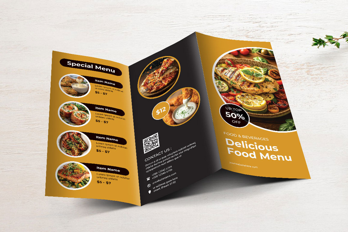 Delicious Food Menu Brochure, a Brochure Template by yanindesign (Photo 2 of 3)