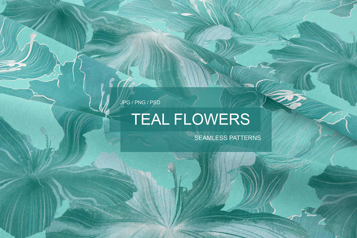 TEAL FLOWERS seamless patterns, a Pattern Graphic by ANAKOTO (Photo 10 of 13)