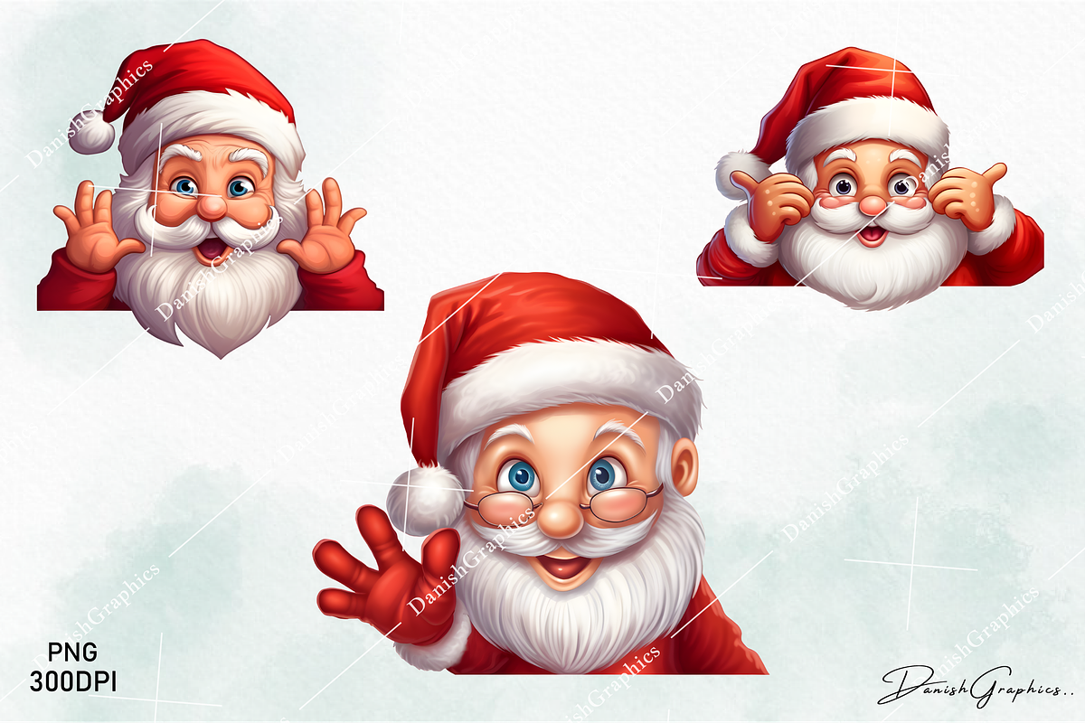 Santa Claus Peeking Christmas Bundle, a Decorative Illustration by danishgraphics (Photo 7 of 8)