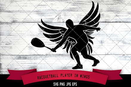 Racquetball Player in Wings Vector