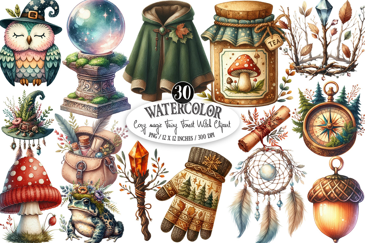 Cozy Magic Fairy Forest Witch, an Illustration by Designking (Photo 1 of 4)