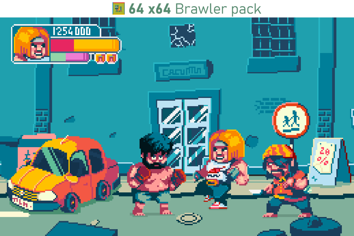 64x64 BRAWLER Gamepack, an Illustration by Fassous game assets (Photo 2 of 6)