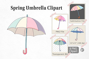 Spring Umbrella Clipart, a Graphic by Artnoy