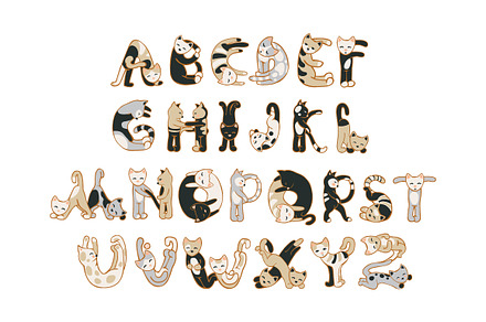 Cats alphabet. Vector