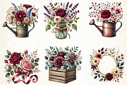 Burgundy Spring Sublimation Clipart, an Illustration by DreamCafeArt (Thumbnail 2 of 5)