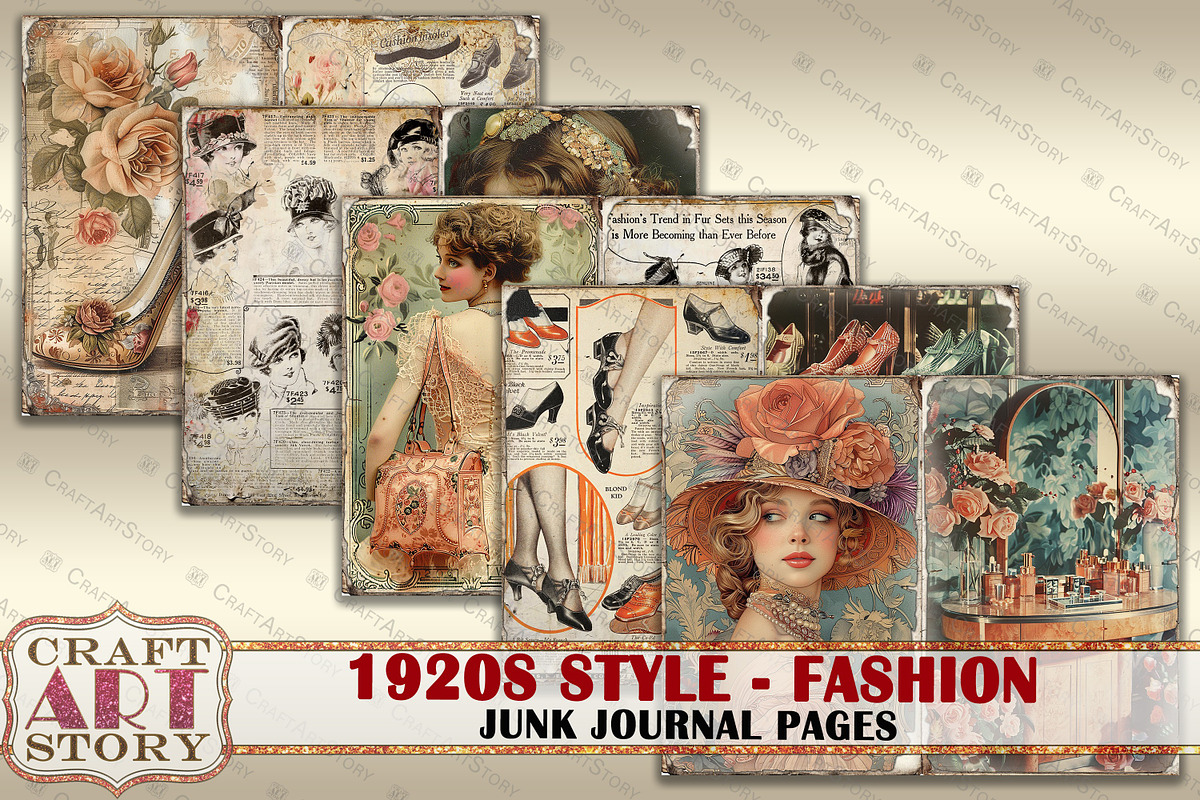 Fashion Junk Journal Kit 1920s style, a Person Illustration by CraftArtStory (Photo 4 of 6)