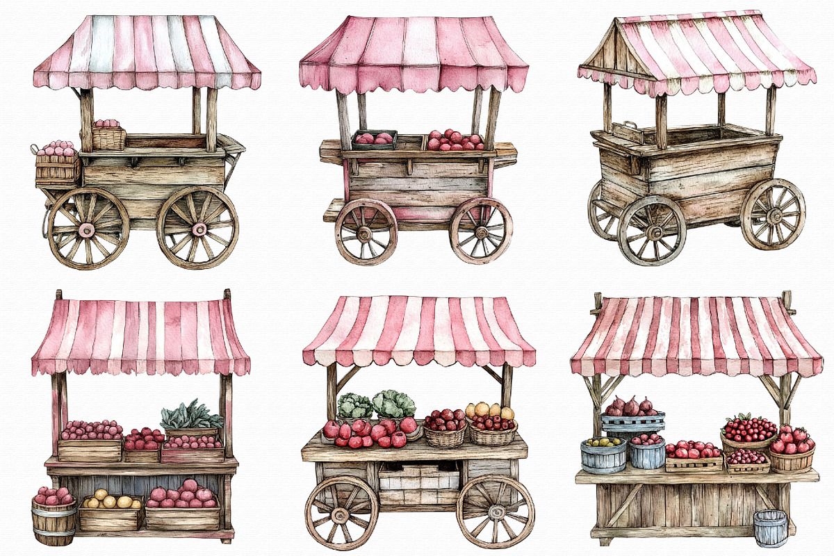 Watercolor Farm Market Clipart, an Illustration by Libby Wishes (Photo 2 of 4)