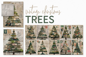 Vintage Christmas Trees, a Decorative Illustration by rileyBgraphics