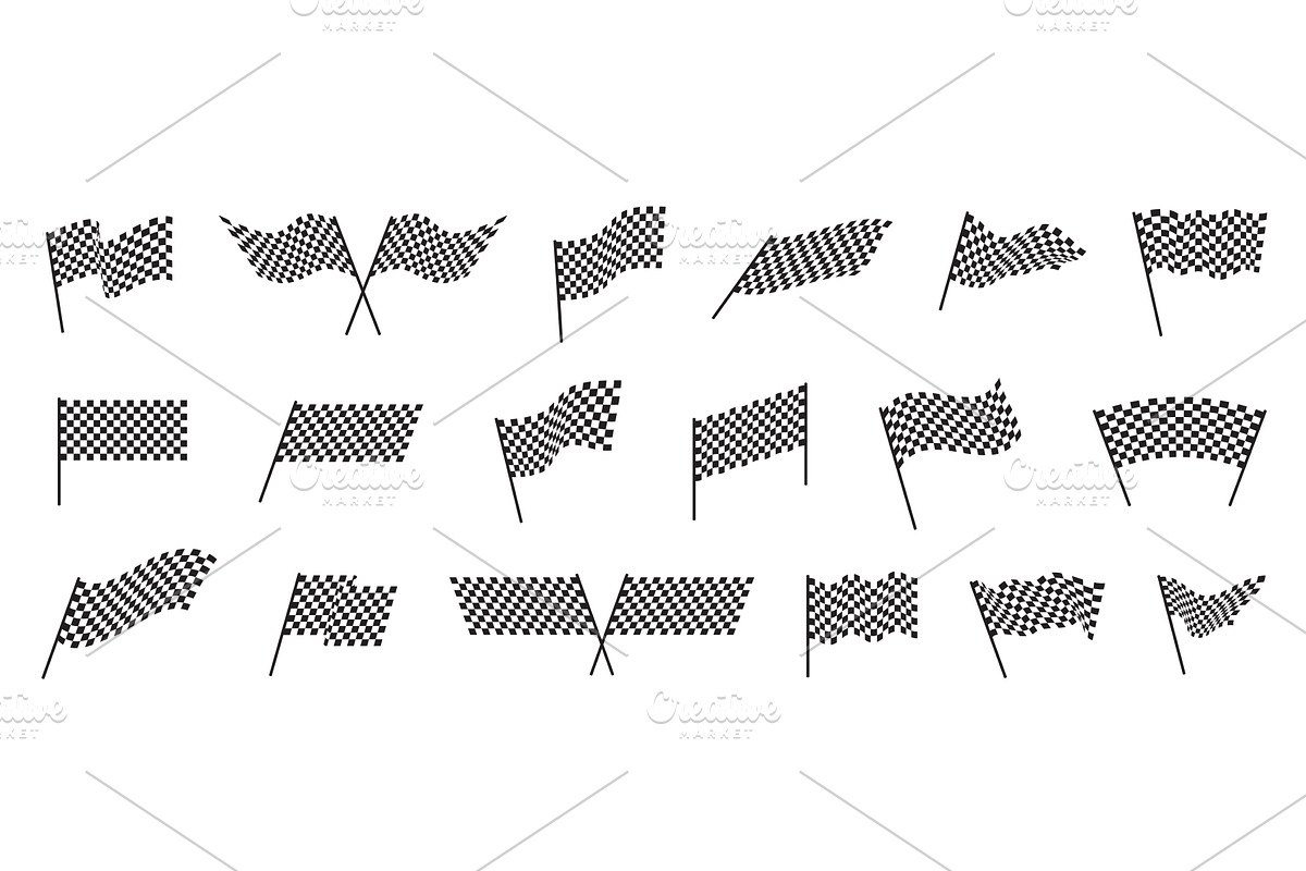 Racing flags. Sport black and white, an Object Illustration by YummyBuum