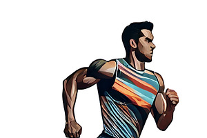 Illustration of a man runner in action isolated on blank backgro, a Sport Illustration by DanFLCreativo