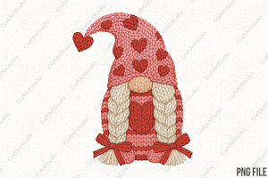Latch Hook Yarn Valentines Gnome PNG, an Illustration by CraftArtStudio