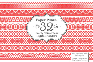 Coral Lace Borders Clipart & Vectors, an Illustration by Amanda Ilkov