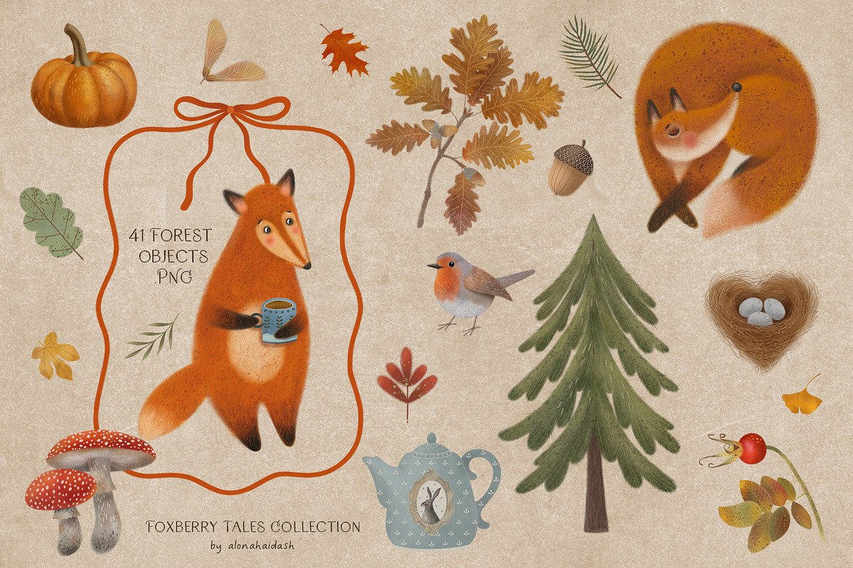 Foxberry Tales – Autumn Clipart Set, an Object Graphic by alonahaidash (Photo 5 of 13)
