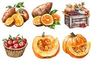 Watercolor Thanksgiving Harvest, a Seasonal Illustration by CitraGraphics (Thumbnail 4 of 7)