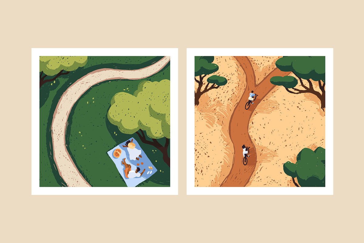 People have picnic in nature cards, a Seasonal Illustration by PaperTrident (Photo 4 of 5)