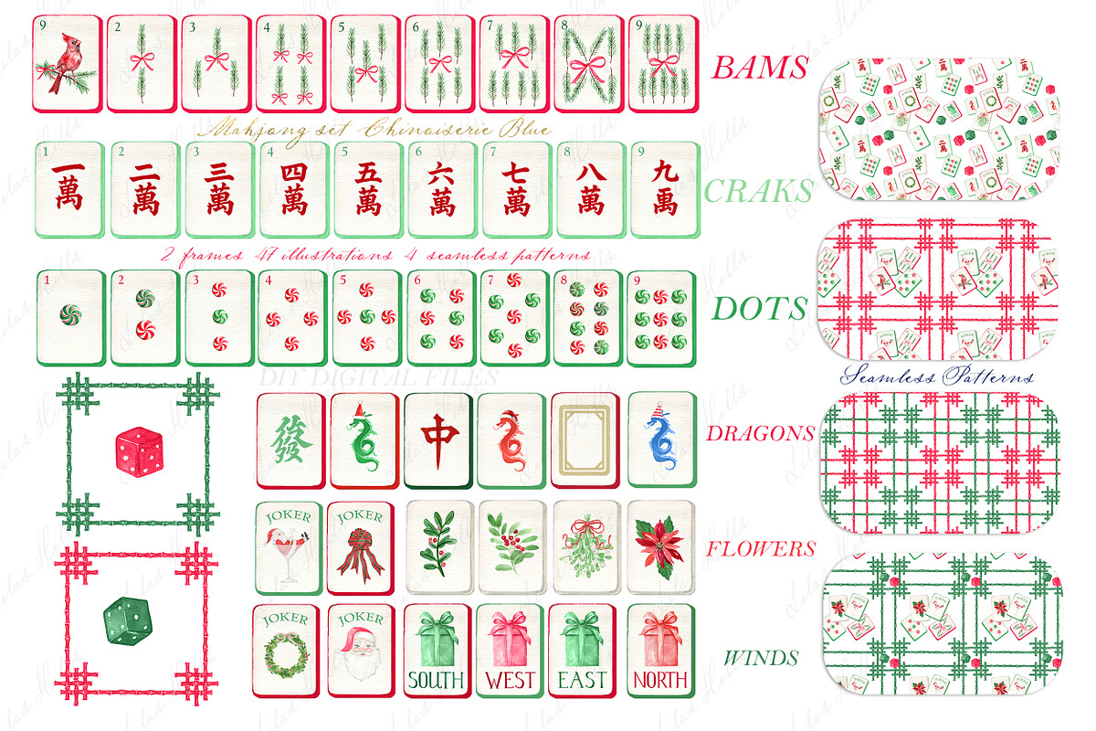 Mahjong  Christmas Classic PNG, an Illustration by LABFcreations (Photo 2 of 5)