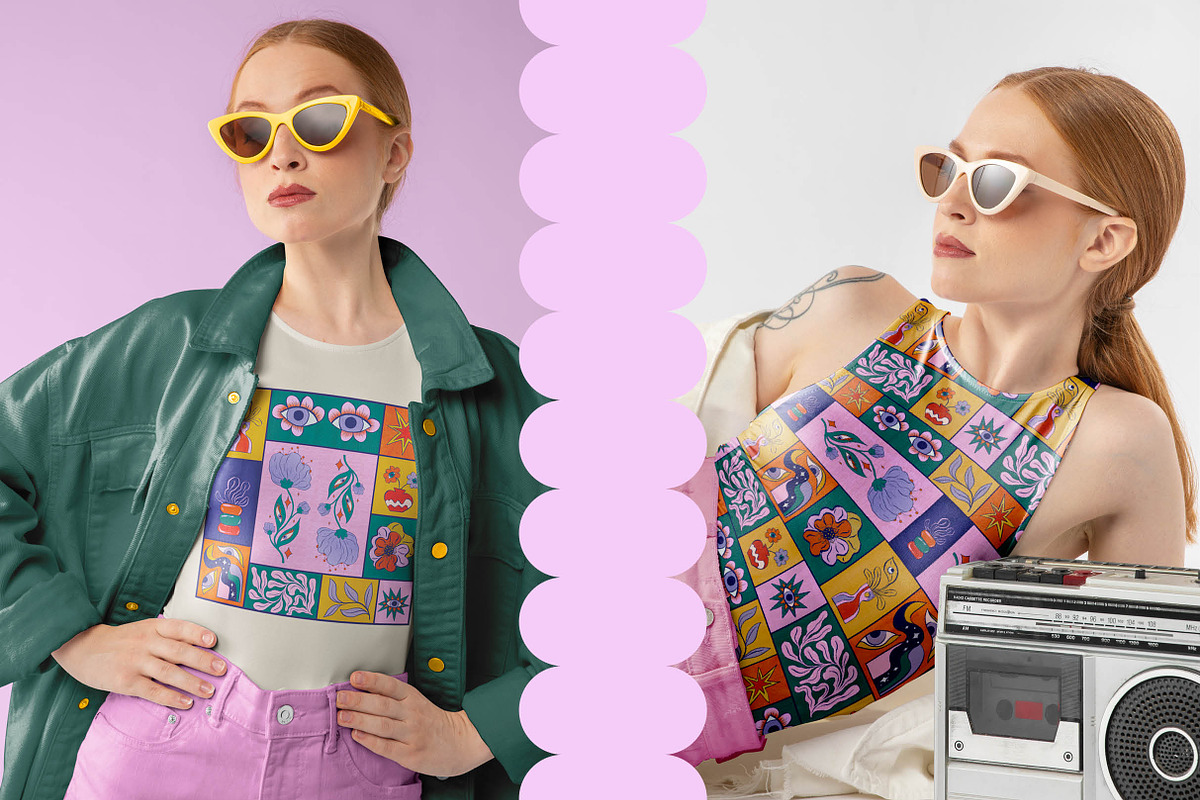 Retro blocks surface pattern, a Pattern Graphic by Kusik Illustration (Photo 4 of 9)