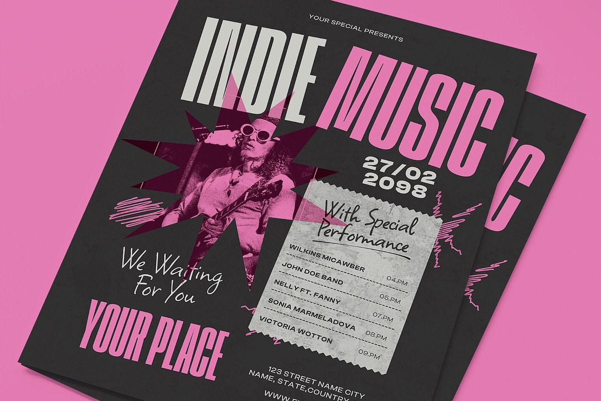 Indie Music Flyer, a Flyer Template by graphicook (Photo 2 of 3)