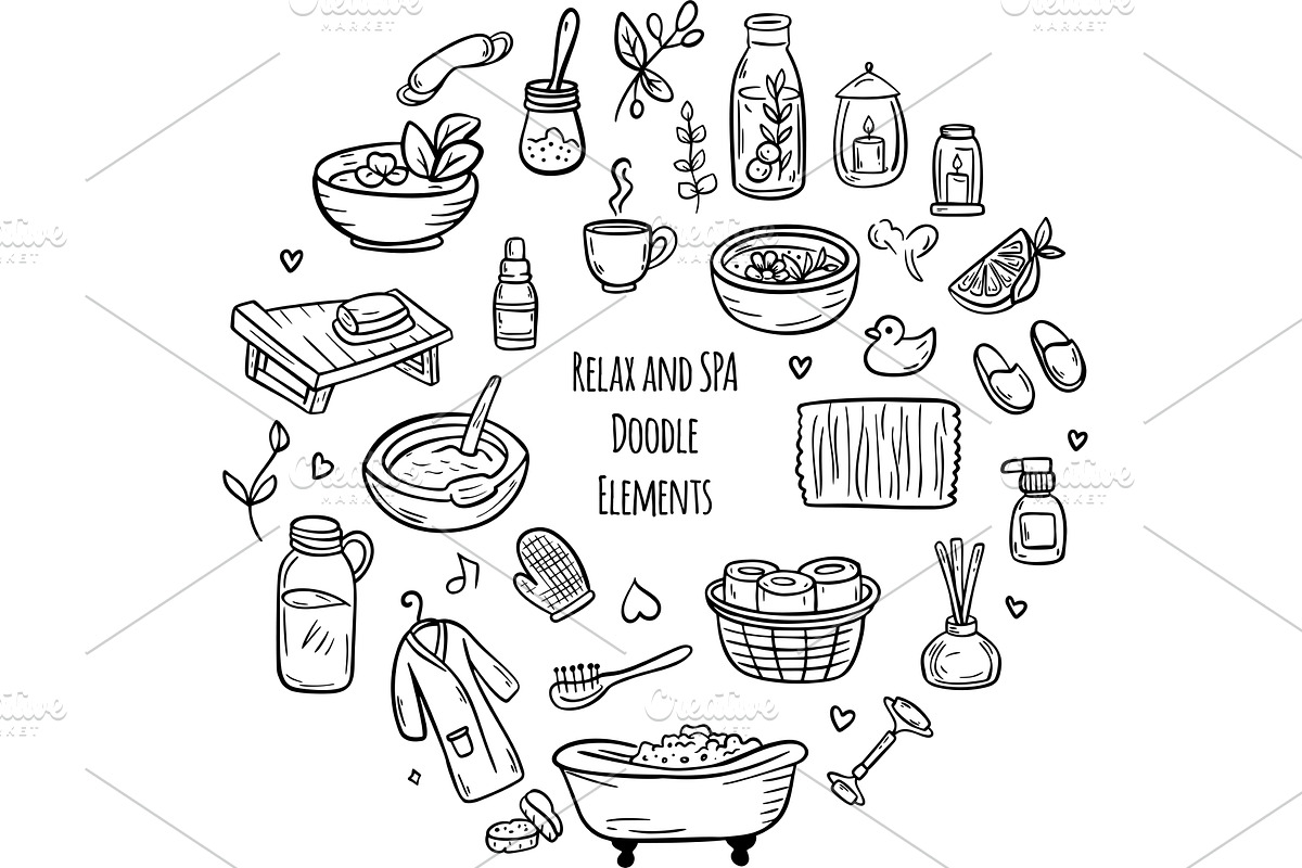 Bathroom Doodle Items arranged in a, an Object Illustration by Voodz_shop