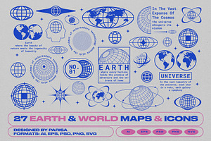 27 Earth & World Maps & Icons