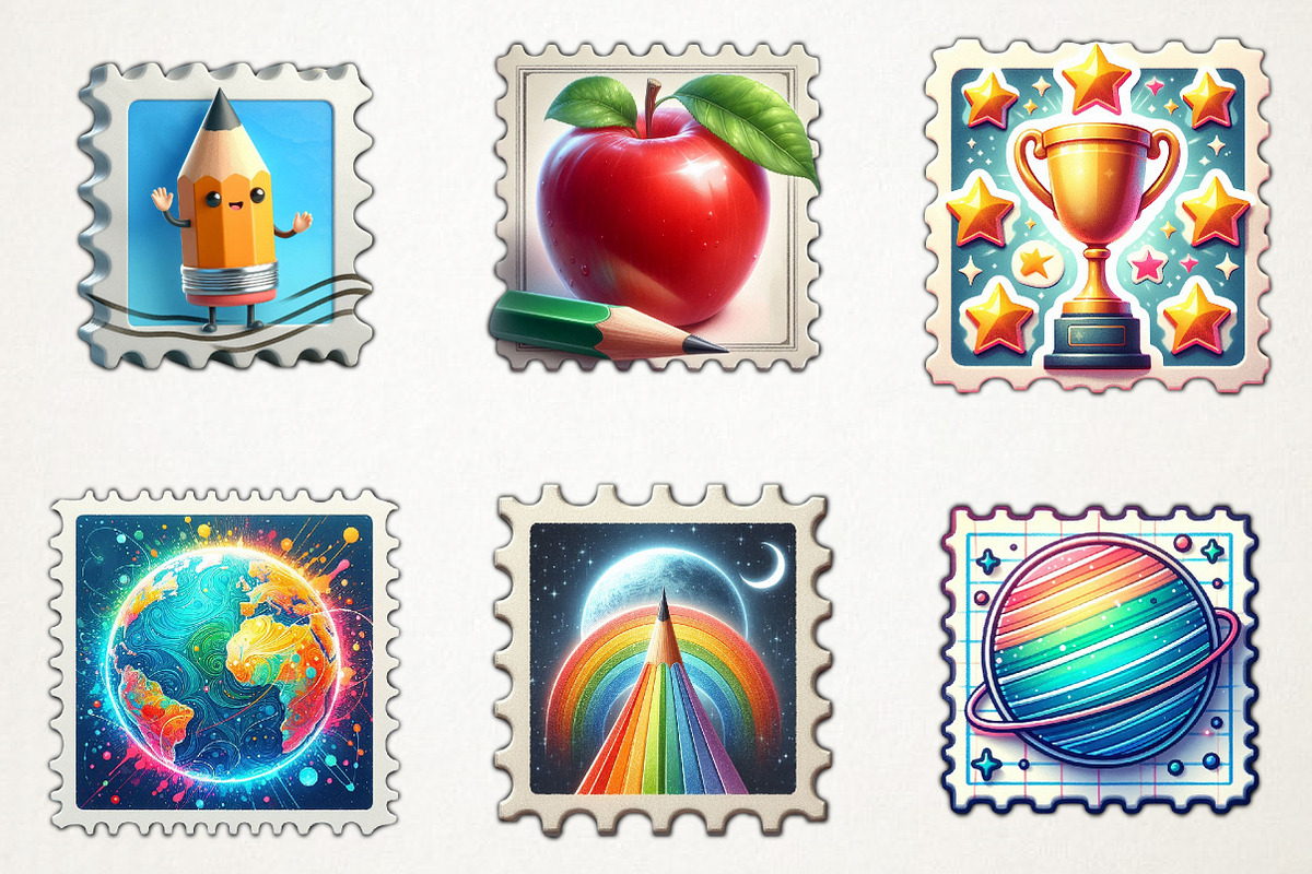 Back To School Postage Stamp Clipart, an Illustration by RobertsArt (Photo 4 of 4)