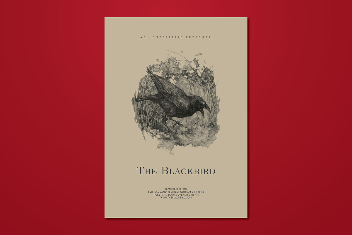 Black Bird Elegant Hand Drawn Flyer, a Flyer Template by ashenterprise (Photo 1 of 2)