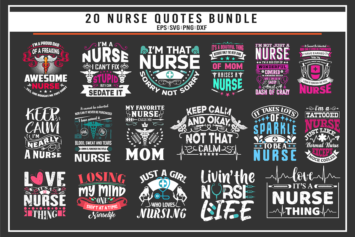 Nurse 20 quotes t shirt bundle, a Graphic by Uniquesvg99 (Photo 1 of 8)